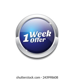 1 Week Offer Blue Vector Icon Button