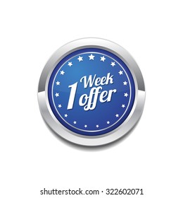 1 Week Offer Blue Vector Icon Button