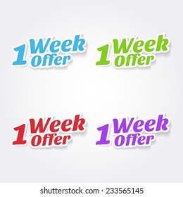 1 Week Offer Colorful Vector Icon Design