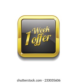 1 Week Offer Gold Vector Icon Button