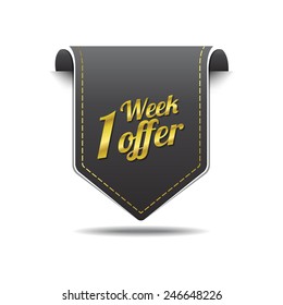1 Week Offer golden Vector Icon Design