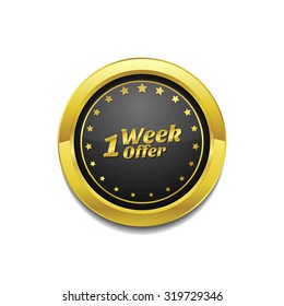 1 Week Offer Golden Vector Icon Button