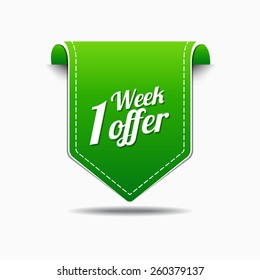 1 Week Offer Green Vector Icon Design