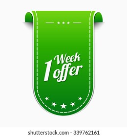 1 Week Offer Green Vector Icon Design