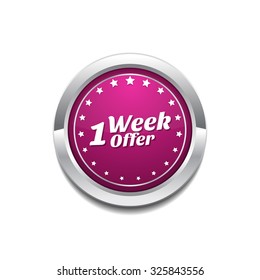 1 Week Offer Pink Vector Button Icon