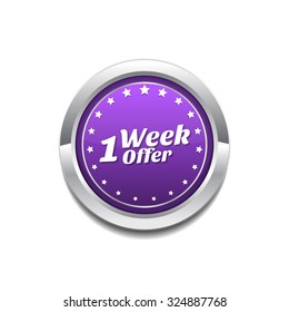 1 Week Offer Purple Vector Icon Button