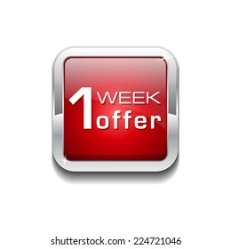 1 Week Offer Red Vector Icon Button