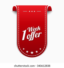 1 Week Offer Red Vector Icon Design