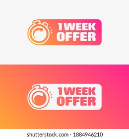 1 Week Offer Shopping Vector Label Set