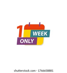 1 week only calendar icon sale flat style
