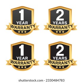 1 year, 3 years warranty seal stamp, vector illustration label