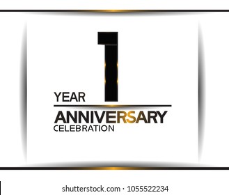 1 year anniversary black color simple design isolated on white background for celebration