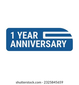 1 Year Anniversary In Blue Color And White Line For Celebration
