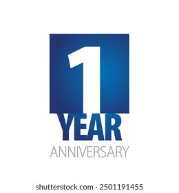 1 Year Anniversary blue white logo icon banner