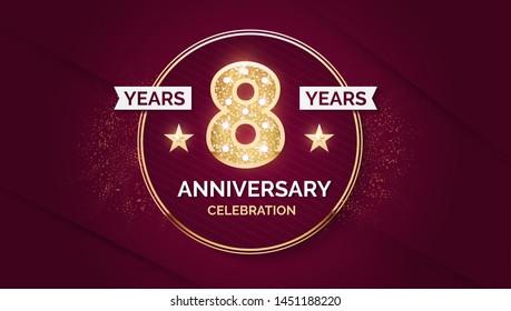1 year anniversary celebration design template with gold glitter effect.