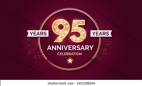 1 year anniversary celebration design template with gold glitter effect.