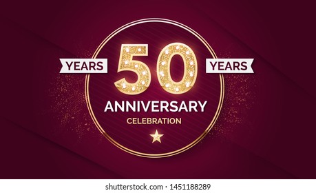 1 year anniversary celebration design template with gold glitter effect.