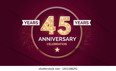 1 year anniversary celebration design template with gold glitter effect.