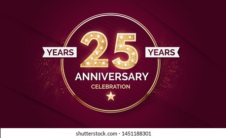 1 year anniversary celebration design template with gold glitter effect.