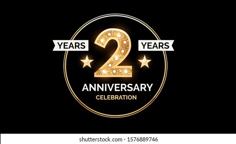 1 year anniversary celebration design template with gold glitter effect.