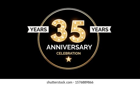 1 year anniversary celebration design template with gold glitter effect.