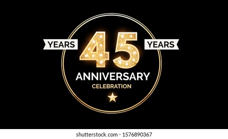 1 year anniversary celebration design template with gold glitter effect.