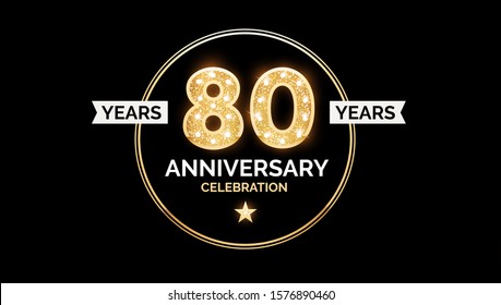 1 year anniversary celebration design template with gold glitter effect.