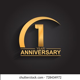 1 Year Anniversary Celebration Anniversary Logo Stock Vector (Royalty ...