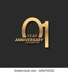 1 year anniversary celebration logotype with elegant modern number gold color for celebration