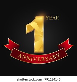 1 Year Anniversary Celebration Logotype Black Stock Vector (Royalty ...