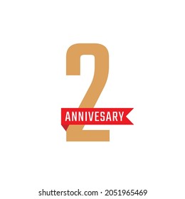 1 Year Anniversary Celebration with Red Ribbon Vector. Happy Anniversary Greeting Celebrates Template Design Illustration
