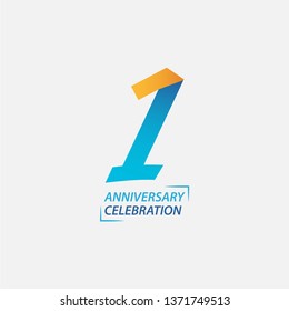 1 Year Anniversary Celebration Vector Template Design Illustration