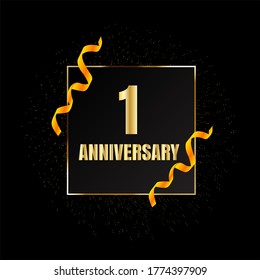 Celebración de 1 año de aniversario, diseño vectorial para celebraciones, tarjetas de invitación y tarjetas de felicitación