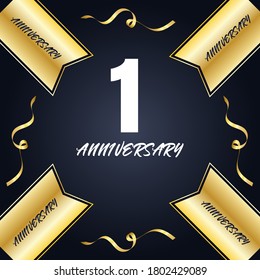 Celebración de 1 año de aniversario, diseño vectorial para celebraciones, tarjetas de invitación y tarjetas de felicitación