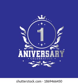 1 Year anniversary celebration vector template illustration