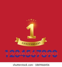 1 Year anniversary celebration vector template illustration