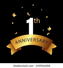 1 year anniversary celebration, vector design for celebrations, invitation cards and greeting cards