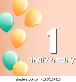 1 year anniversary celebration, vector design for celebrations, invitation cards and greeting cards