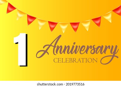 Celebración de 1 año de aniversario, diseño vectorial para celebraciones, tarjetas de invitación y tarjetas de felicitación