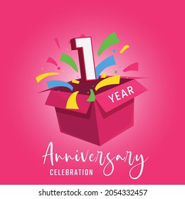 1 year Anniversary celebration. Vector illustration design
