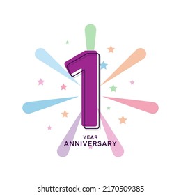 1 Year Anniversary Celebration Vector Template Design Illustration