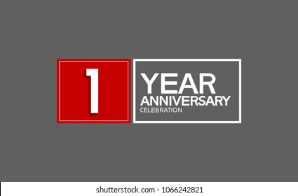 1 year anniversary design horizontal square style with red and white color for celebration event