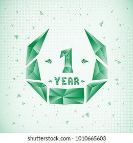 1 year anniversary design template. Low poly design.