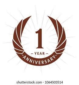 1 year anniversary. Elegant anniversary design. 1 year logo.