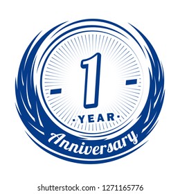 1 year anniversary. Elegant anniversary design. 1 year logo.
