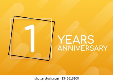 1 year anniversary emblem. Anniversary icon or label. 1 year celebration and congratulation design element. Vector stock illustration.