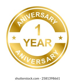 1 year anniversary gold icon vector for graphic design, logo, website, social media, mobile app, UI illustration