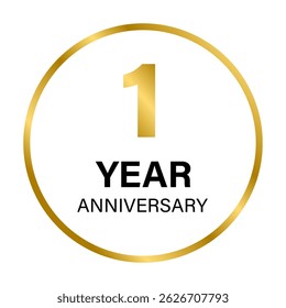 1 year anniversary gold icon vector for graphic design, logo, website, social media, mobile app, UI illustration