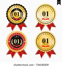 1 Year anniversary Golden badge logo