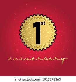 1 year anniversary icon. 1st birthday emblem. Anniversary design element. Vector illustration.